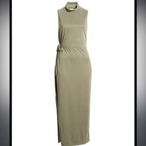 New Open Edit Green Mock Neck Sleeveless Knit Dress size Small
